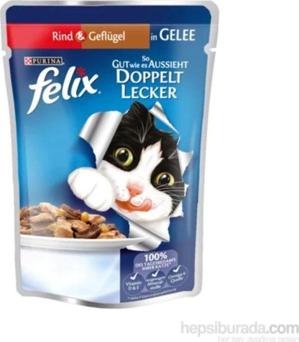 Felix Sığır Etli Ve Tavuklu Yaş Kedi Maması X 5 Adet - Image 1