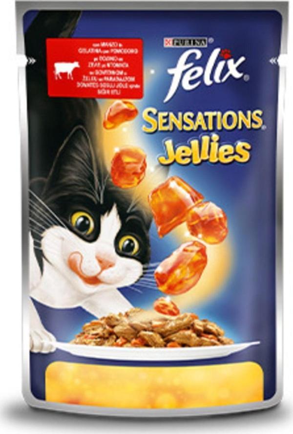 Felix Purina Sensations Jellies Domates Soslu Ve Sığır Etli Tam Yaş Kedi Maması X 4 Adet - Image 1