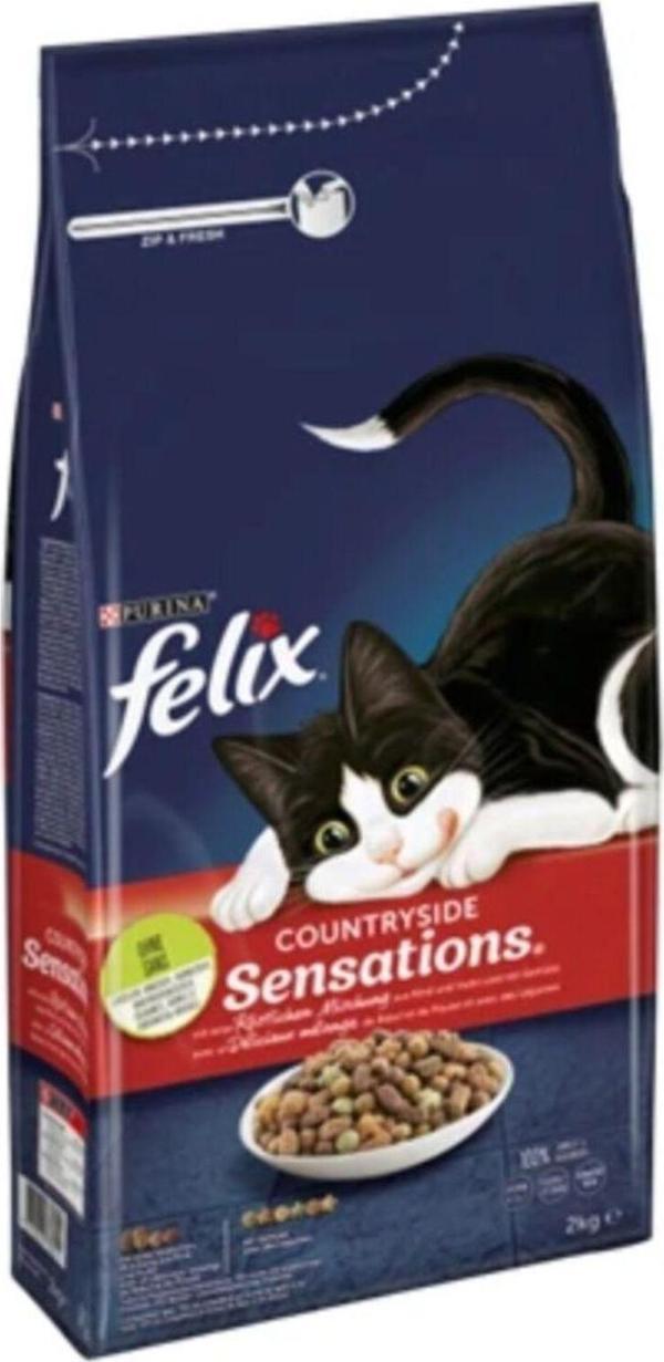 Felix Purina Sensations Tavuk Ve Sığır Etli Yetişkin Kuru Kedi Maması 2 × 2 Kg - Image 1