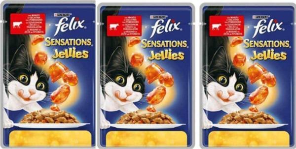 Felix Sensations Sığır Etli Ve Domatesli Yaş Kedi Maması *3 Adet - Image 1
