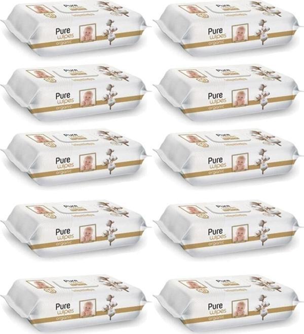 Pure Wipes Pamuklu Organic Islak Mendil 90' Lı 10 Paket 900 Yaprak -Mndl-90 - Image 1