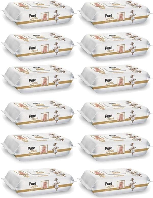 Pure Wipes Pamuklu Organic Islak Mendil 90' Lı 12 Paket 1080 Yaprak - Image 1