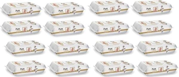 Pure Wipes Pamuklu Organic Islak Mendil 90' Lı 16 Paket 1440 Yaprak -Mndl-90 - Image 1