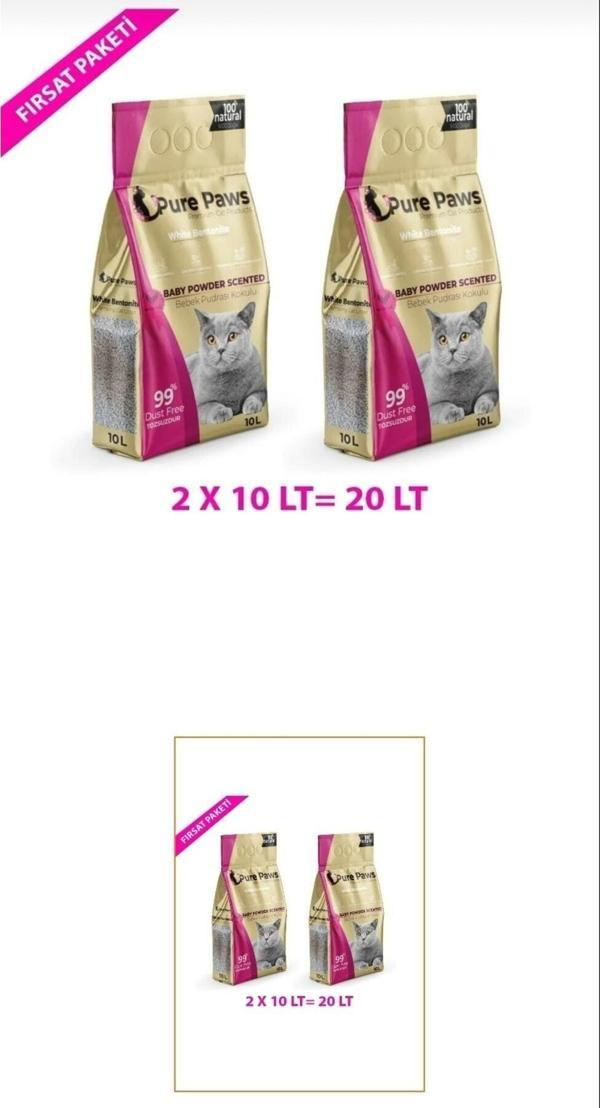 Pure Paws Ince Taneli Bebek Pudralı Bentonit Kedi Kumu - Image 1