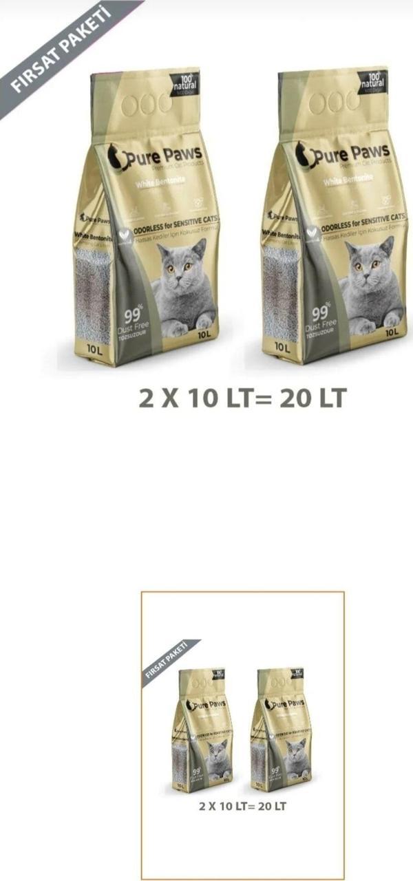 Pure Paws Ince Taneli Kokusuz Bentonit Kedi Kumu - Image 1