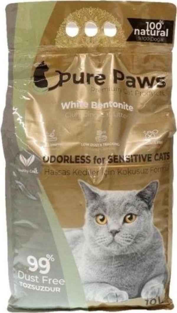 Pure Paws Ince Taneli Kokusuz Bentonit Kedi Kumu 10 Lt - Image 1
