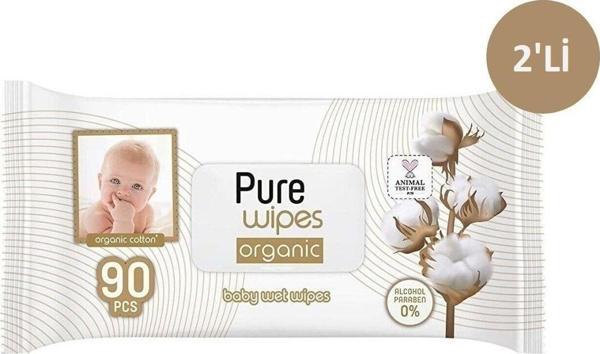Sleepy Pure Baby Organik Pamuklu Islak Havlu 2'Li Paket 180 Yaprak - Image 1