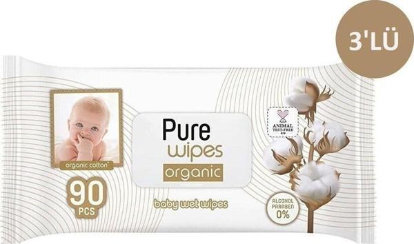 Sleepy Pure Baby Organik Pamuklu Islak Havlu 3'Lü Paket 270 Yaprak - Image 1