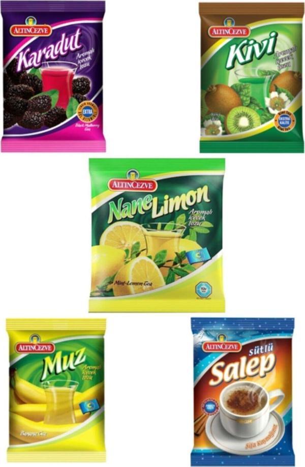 Altıncezve 5 Lİ Paket (Kivi-Karadut-Nane Limon-Muz-Salep) 250 Gr x 5 Adet - Image 1