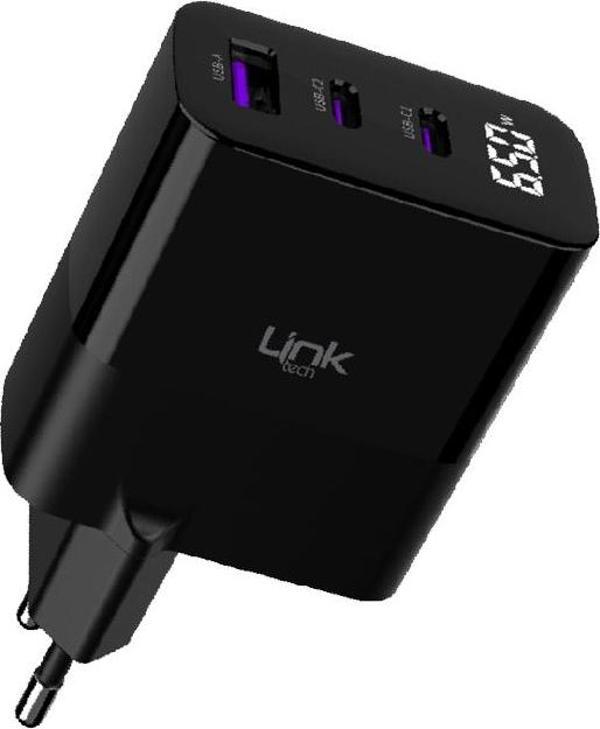LinkTech G852 Premium 65W PD GaN3 1xUSB + 2x USB-C Şarj Adaptörü - Image 1