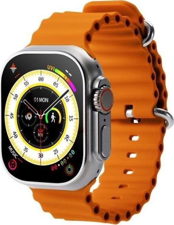 Logia Ultra Hello 3 Plus Akıllı Saat 49 mm Gri Alüminyum Kasa Turuncu Spor Silikon Kordon - Image 1