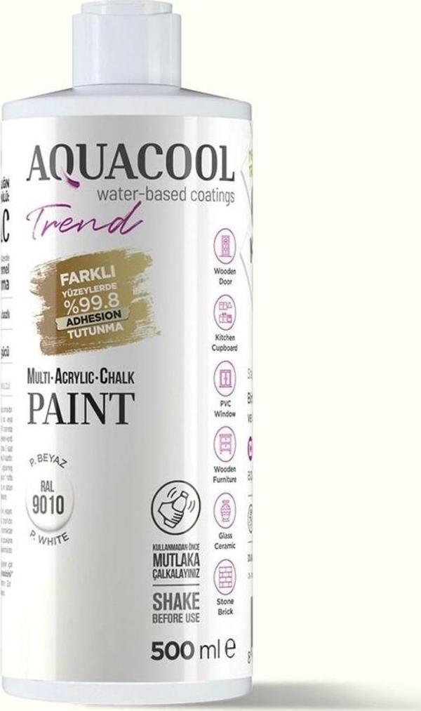 Aquacool Trend Su Bazlı Akrilik Dönüşüm Boyası RAL 9010 Saf Beyaz 500ml - Image 1