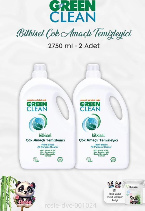 2 Adet Green Clean Bitkisel Çok Amaçlı Temizleyici Portakal Yağlı 2750 ml ve ROSIE - Image 1