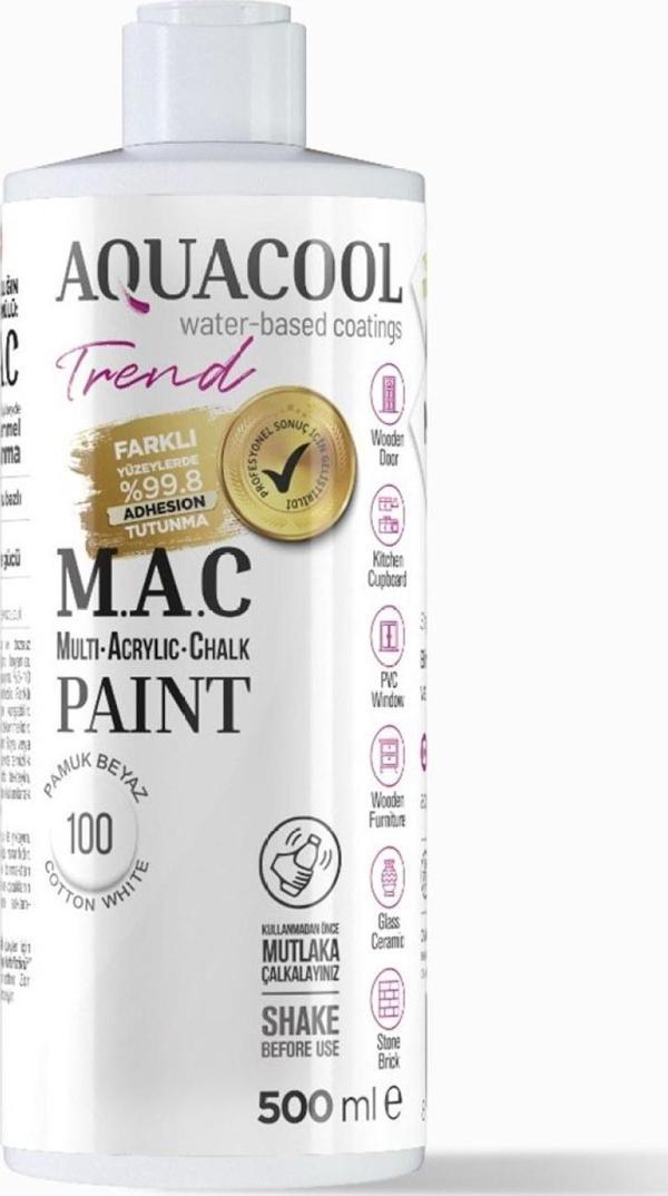 Aquacool Trend Su Bazlı Akrilik Dönüşüm Boyası 100 Pamuk Beyaz 500ml - Image 1
