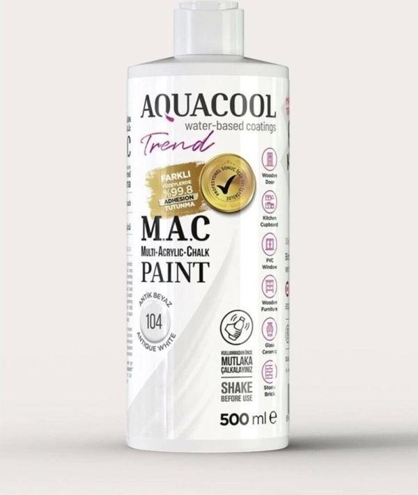 Aquacool Trend Su Bazlı Akrilik Dönüşüm Boyası 104 Antik Beyaz 500ml - Image 1