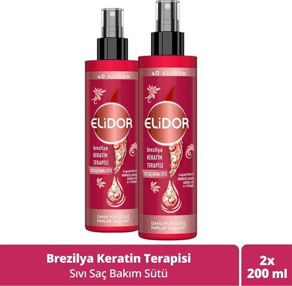 Elidor Sıvı Saç Bakım Sütü Brezilya Keratin Terapisi 200 Ml X2 - Image 1