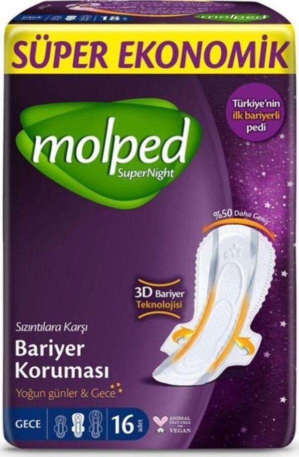 Molped Super Night Süper Gece Hijyenik Ped 16 Lı - Image 1