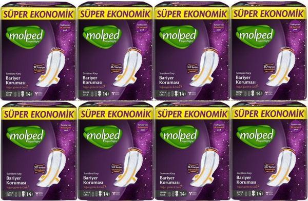 Molped Supernight Hijyenik Ped Süper Gece 14'Lü 8 Adet - Image 1