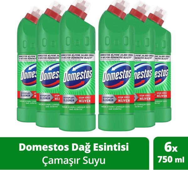Domestos Yoğun Kıvamlı Çamaşır Suyu Dağ Esintisi Maksimum Hijyen 750 Ml 6 Adet - Image 1
