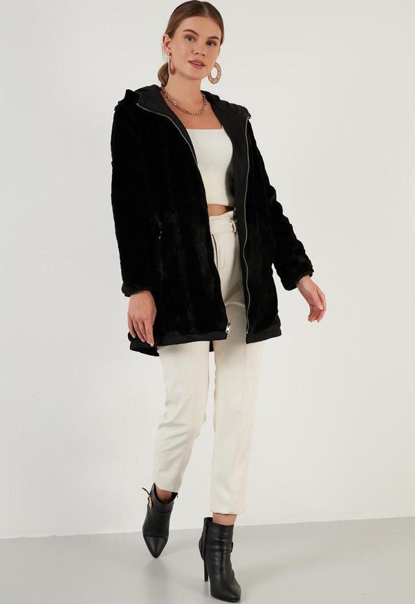 Lela Çift Taraflı Regular Fit İçi Suni Kürklü Cepli Bayan Mont 6238067 SİYAH - Image 1