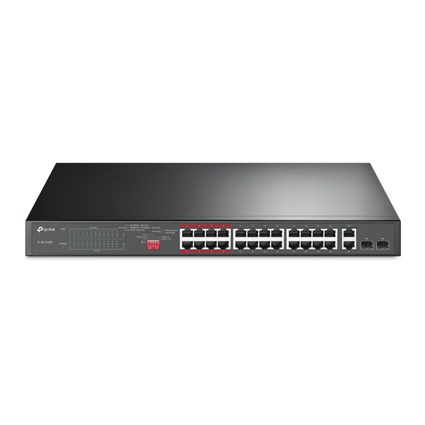 TP-LINK TL-SL1226P, 24 Port Poe, Megabit, + 2port Combo Gigabit SFP, 250W, Yönetilemez, Rackmount Switch - Image 1