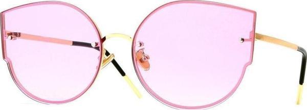 Angel Eyes Kadın Güneş Gözlüğü Cat Eyes Tasarım Gold Çerceve Pembe Cam - Image 1