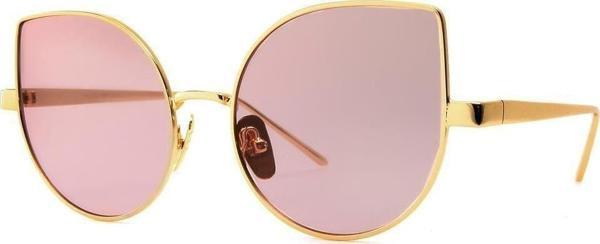 Angel Eyes Kadın Güneş Gözlüğü Cat Eyes Tasarım Gold Çerçeve Pembe Cam - Image 1