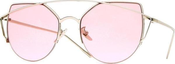 Angel Eyes Kadın Güneş Gözlüğü Cateyes Tasarım Gold Çerçeve Pembe Cam - Image 1