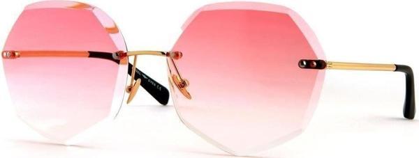 Angel Eyes Kadın Güneş Gözlüğü Geometrik Tasarım Gold Çerceve Pembe Cam - Image 1