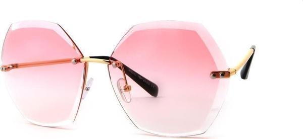 Angel Eyes Kadın Güneş Gözlüğü Geometrik Tasarım Gold Çerceve Pembe Cam - Image 1