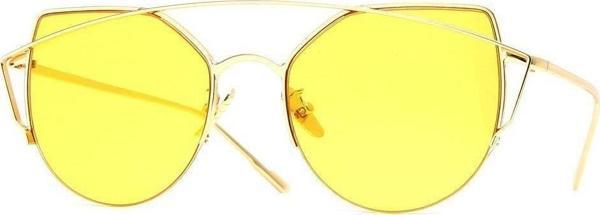 Angel Eyes Kadın Güneş Gözlüğü Geometrik Tasarım Gold Çerçeve Sarı Cam - Image 1