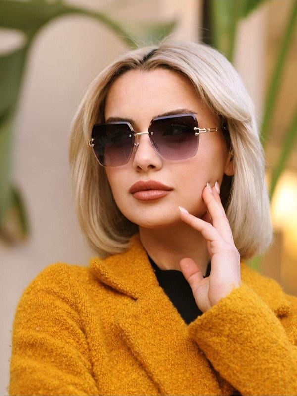 Angel Eyes Kadın Güneş Gözlüğü Kare Tasarım Cam Çerçeve Siyah Cam - Image 1