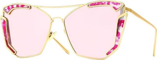 Angel Eyes Kadın Güneş Gözlüğü Kare Tasarım Gold Çerçeve Pembe Cam - Image 1