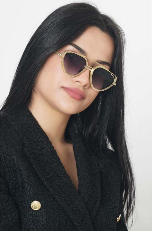 Angel Eyes Gold Geometrik Çerçeve Unisex Güneş Gözlüğü B4936 - Image 1