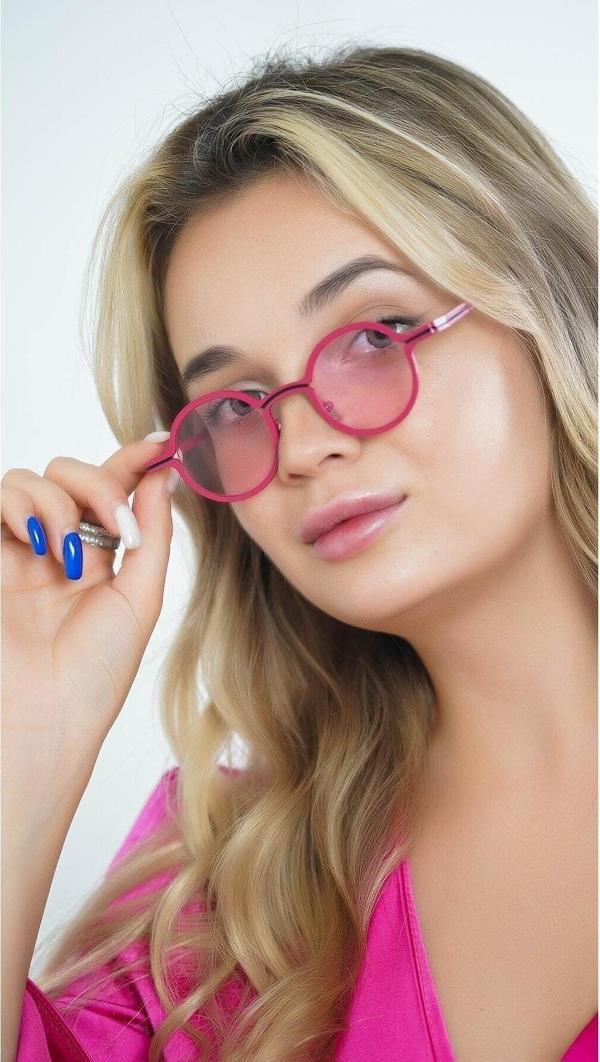 Angel Eyes Kadın Güneş Gözlüğü Metal Yuvarlak Turuncu Çerçeve Siyah Cam - Image 1