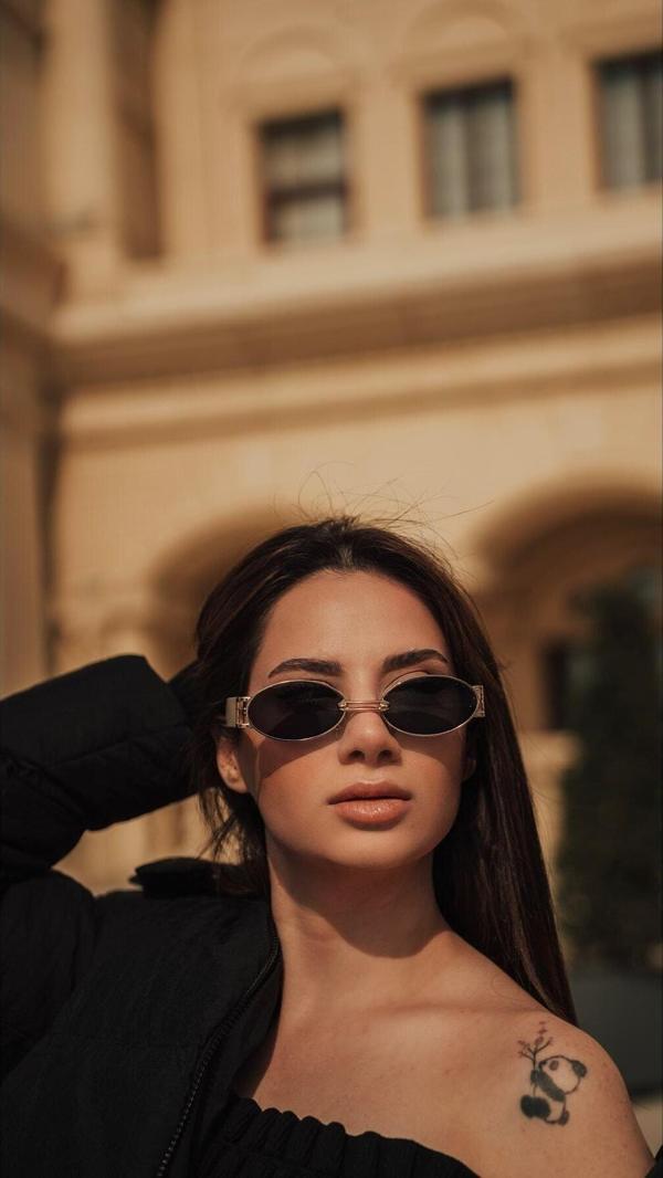 Angel Eyes Kadın Güneş Gözlüğü Oval Krem Çerçeve Siyah Cam - Image 1