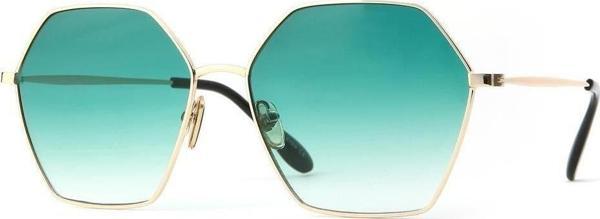 Angel Eyes Kadın Güneş Gözlüğü Altıgen Tasarım Gold Çerçeve Yeşil Cam - Image 1
