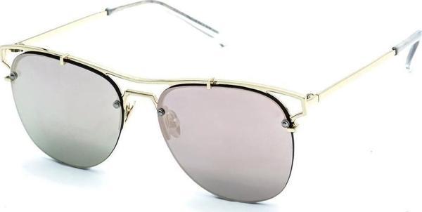 Angel Eyes Kadın Güneş Gözlüğü Oval Tasarım Gold Çerceve Ayna Cam - Image 1