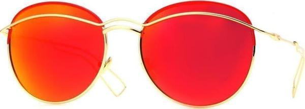 Angel Eyes Kadın Güneş Gözlüğü Oval Tasarım Gold Çerceve Aynalı Kırmızı Cam - Image 1