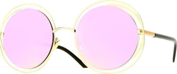 Angel Eyes Kadın Güneş Gözlüğü Yuvarlak Tasarım Gold Çerçeve Pembe Cam - Image 1