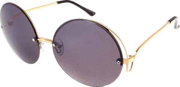 Angel Eyes Kadın Güneş Gözlüğü Yuvarlak Tasarım Gold Çerçeve Siyah Cam - Image 1