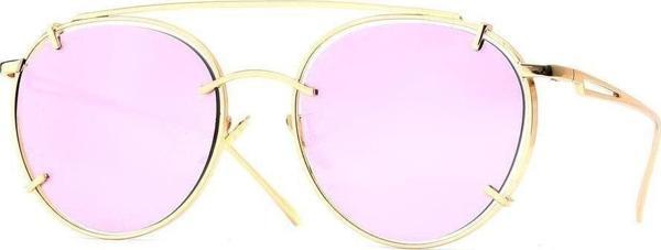 Angel Eyes Kadın Güneş Gözlüğü Oval Tasarım Gold Çerceve Pembe Cam - Image 1