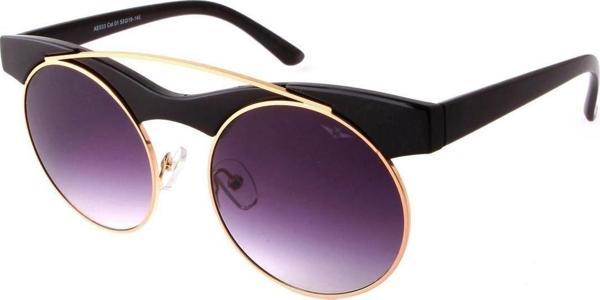 Angel Eyes Kadın Güneş Gözlüğü Oval Tasarım Gold Detaylı Siyah Çerceve Mor Cam - Image 1