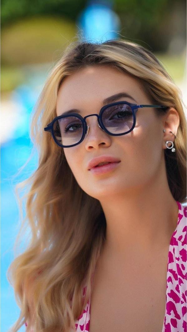 Angel Eyes Kadın Güneş Gözlüğü Köşeli Kare Mavi Çerçeve Çerçeve Mavi Cam - Image 1