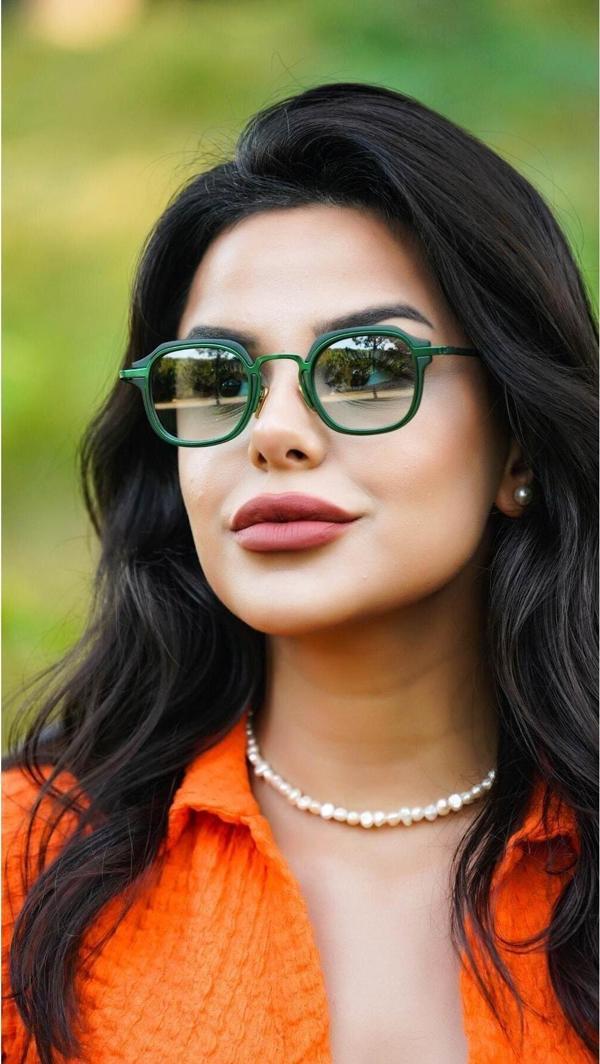 Angel Eyes Kadın Güneş Gözlüğü Köşeli Kare Yeşil Çerçeve Yeşil Cam - Image 1