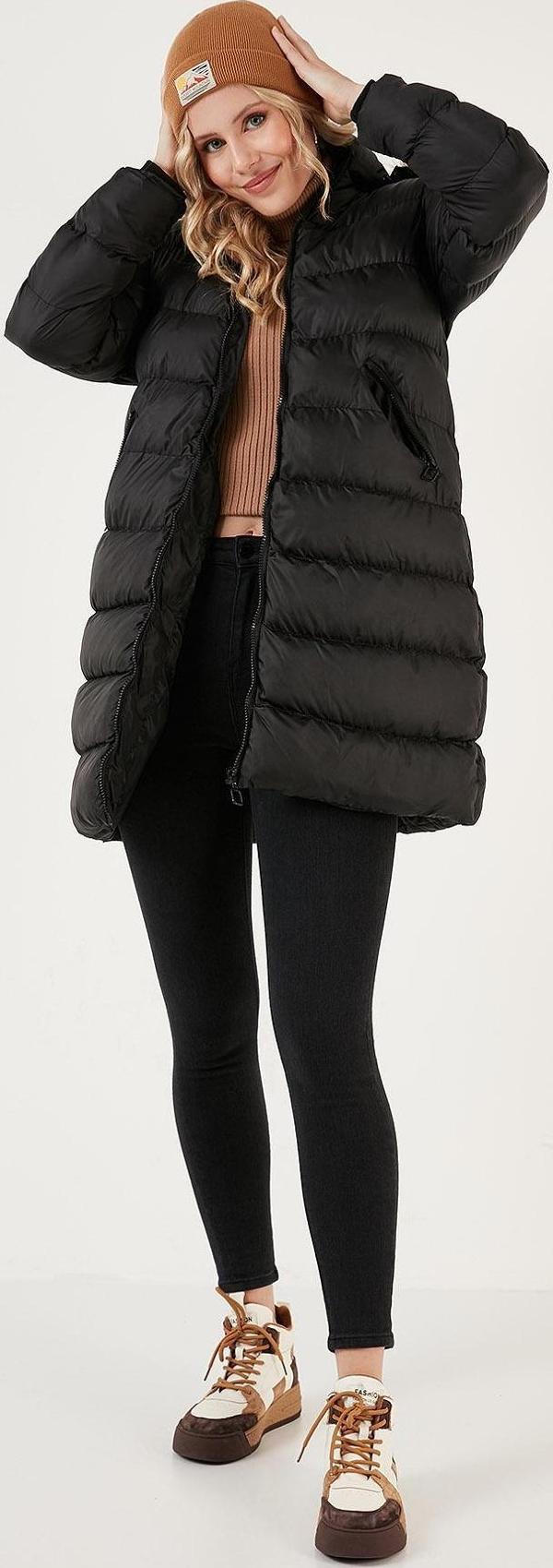 Lela Su İtici Regular Fit Çıkarılabilir Kapüşonlu Şişme Bayan Mont 640Y001 SİYAH - Image 1