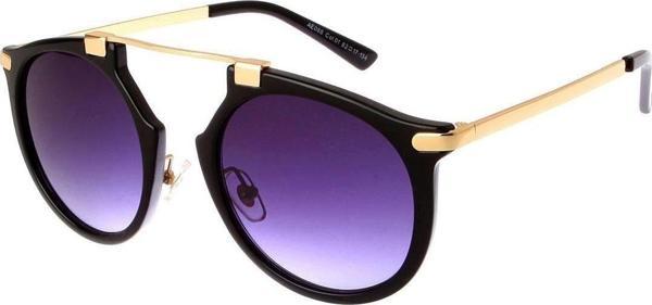 Angel Eyes Kadın Güneş Gözlüğü Oval Tasarım Siyah Gold Çerceve Mor Cam - Image 1