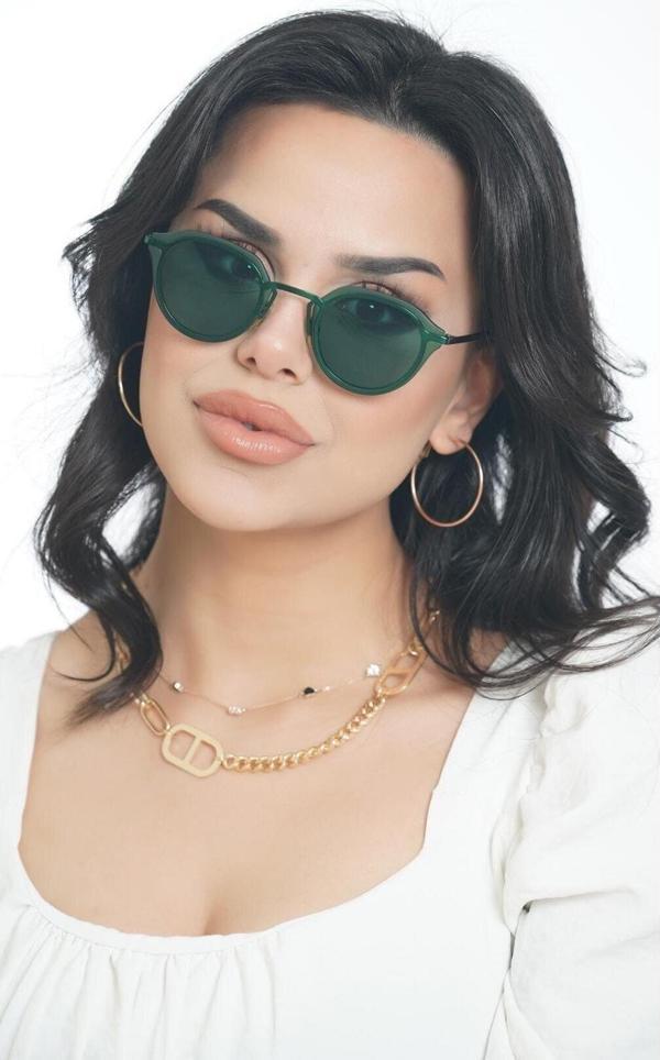 Angel Eyes Kadın Güneş Gözlüğü Oval Yeşil Çerçeve Koyu Yeşil Cam - Image 1