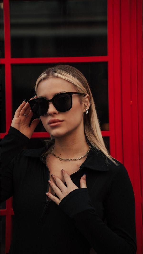 Angel Eyes Kadın Güneş Gözlüğü Selin Geometrik Siyah Çerçeve Siyah Cam - Image 1