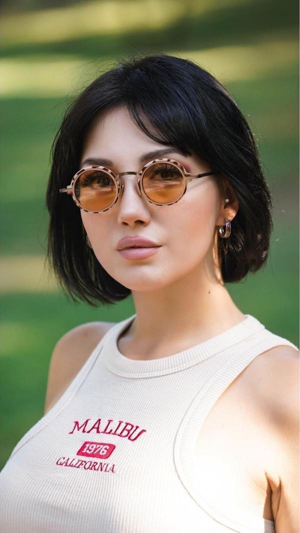 Angel Eyes Kadın Güneş Gözlüğü Yuvarlak Benekli Çerçeve Turuncu Cam - Image 1